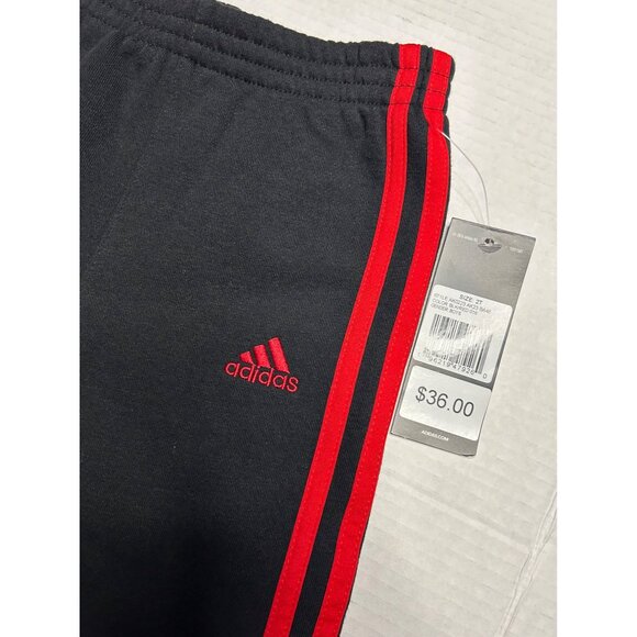 Adidas Youth Black Red Athletic Track Sweat Pants Size 2T Fleece Joggers New - Picture 2 of 5
